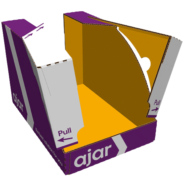 Machine erect ledge tray, Shelf ready Packaging