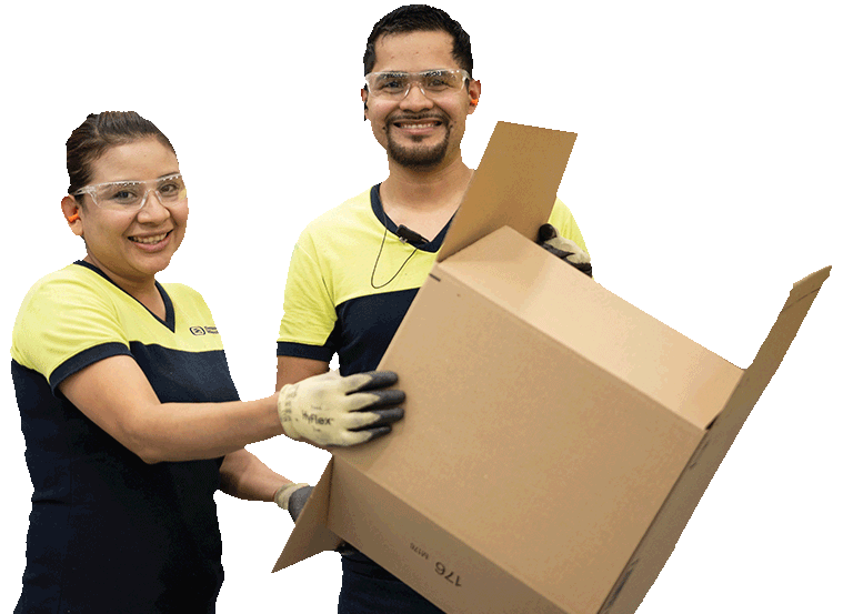 Employees with box