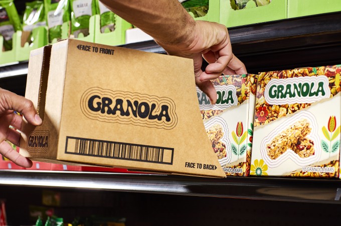 granola packaging on shelf