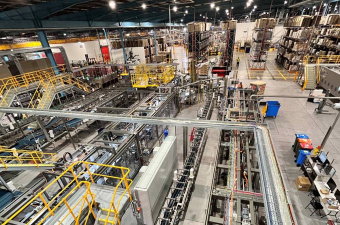 packaging machinery in warehouse